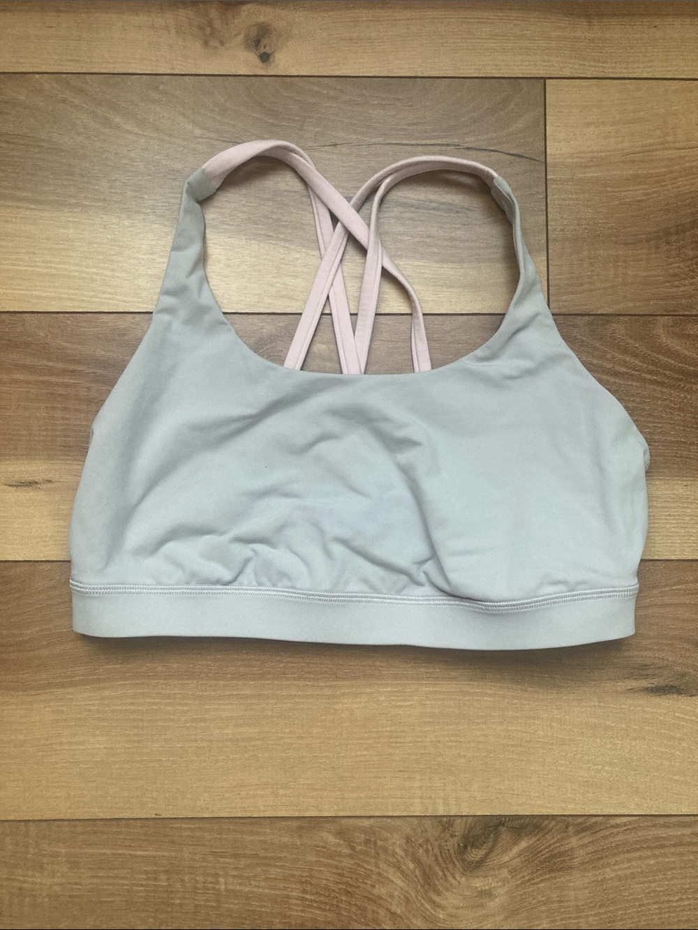 Lululemon Light Gray Pink Straps Energy Bra Size 10